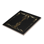 Imitat im Jugendstil mit goldfarbenem Blumenmotiv Fliese (Seite)