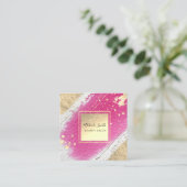 Imitat in Rosa, Goldfolie Quadratische Visitenkarte (Stehend Vorderseite)