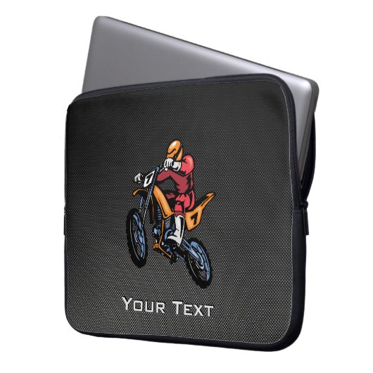 Imitat-Kohlenstoff-FaserMotocross Laptopschutzhülle (Vorderseite Links)