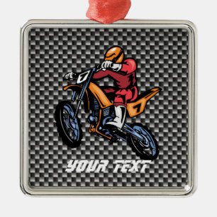 Imitat-Kohlenstoff-FaserMotocross Silbernes Ornament