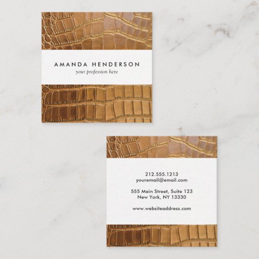 Imitat-Krokodil-Leder-Tierhaut-Muster Quadratische Visitenkarte (Vorne/Hinten)
