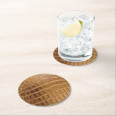 Imitat-Krokodil-Leder-Tierhaut-Muster Runder Pappuntersetzer (Vor Ort)