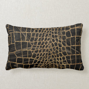 Imitat Krokodile, flüssige Marmor und Gold Lendenkissen
