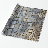 Imitat Krokodile Textur Marmor und Gold Geschenkpapier (Ungerollt)