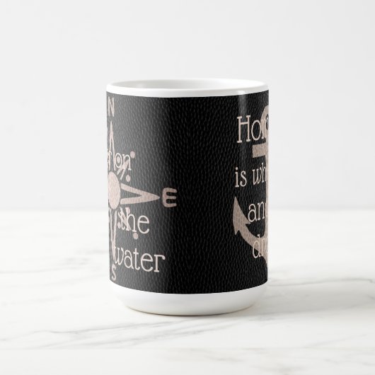 Imitat Leather Look Compass Rose Anker Kaffeetasse (Mittel)
