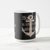 Imitat Leather Look Compass Rose Anker Kaffeetasse (VorderseiteRechts)