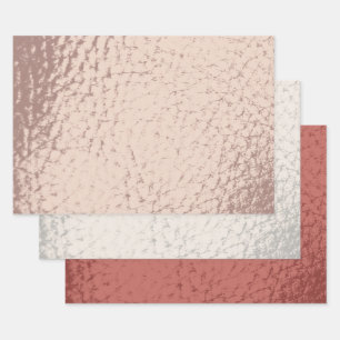 Imitat Leder Mix Design - Rosa Geschenkpapier Set