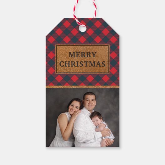 Imitat-lederner roter Büffel-kariertes Geschenkanhänger (Vorderseite)