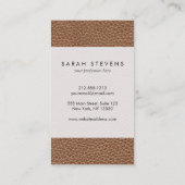 Imitat ledernes natürliches Brown Visitenkarte (Rückseite)