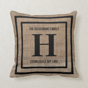 Imitat-Leinwand-Familien-Monogramm Kissen