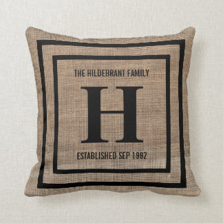 Imitat-Leinwand-Familien-Monogramm Kissen