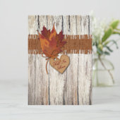 IMITAT Leinwand, Holz, Blätter, Herz-Hochzeit lädt Einladung (Stehend Vorderseite)