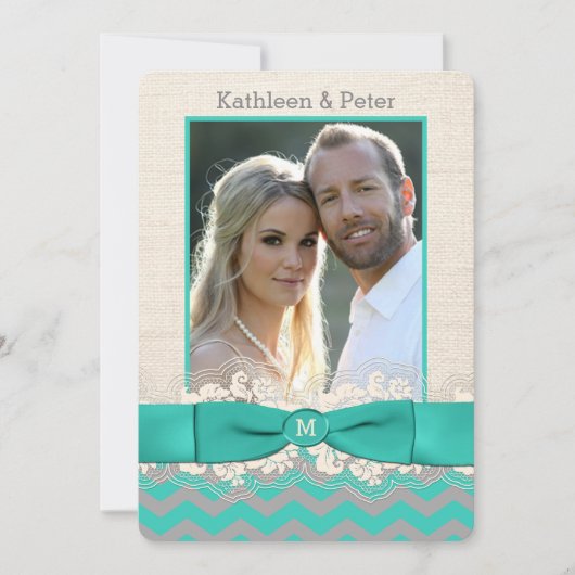 IMITAT Leinwand, Spitze FOTO Hochzeit lädt, Einladung (Vorderseite)