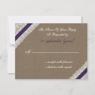 IMITAT-Leinwand und -spitze mit lila uAwg RSVP Karte