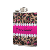 Imitat-Leopard-heißes Rosa-Rosen-Goldfolie und Flachmann (Links)