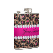 Imitat-Leopard-heißes Rosa-Rosen-Goldfolie und Flachmann (Rechts)