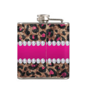 Imitat-Leopard-heißes Rosa-Rosen-Goldfolie und Flachmann (Rückseite)