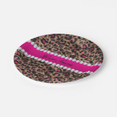 Imitat-Leopard-heißes Rosa-Rosen-Goldfolie und Pappteller (Schrägansicht)