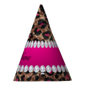 Imitat-Leopard-heißes Rosa-Rosen-Goldfolie und Partyhütchen (Rechts)