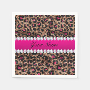 Imitat-Leopard-heißes Rosa-Rosen-Goldfolie und Serviette