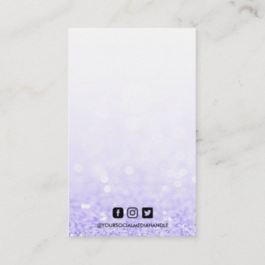 Imitat Lila Glitzer-Vorlagenanzeige Visitenkarte (Rückseite)