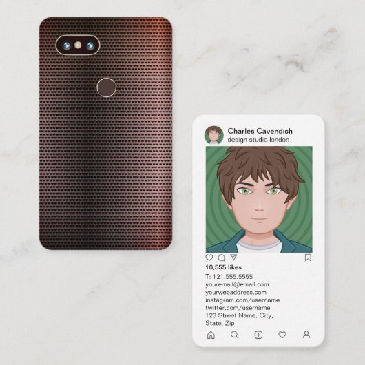 Imitat-metallische Stahltelefon-Abdeckung u. Visitenkarte (Vorne/Hinten)