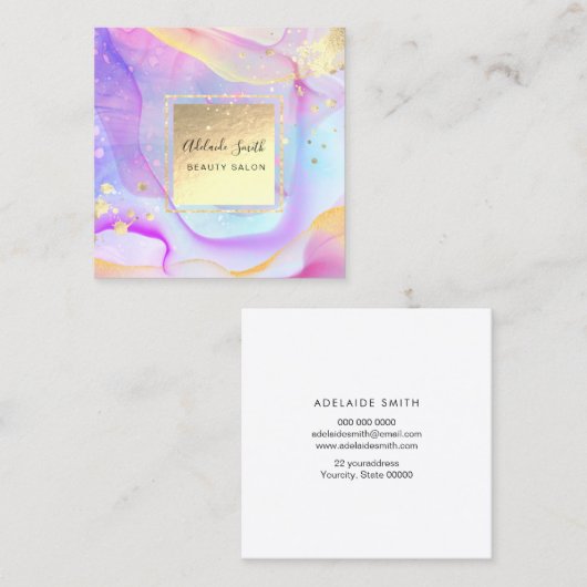 Imitat mit Alkoholfarbe, Angaben zu Goldfolie Quadratische Visitenkarte (Vorne/Hinten)