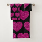 Imitat mit rosa Herzklopfen Glitzer Glitzern schwa Badhandtuch Set (Insitu)