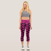 Imitat mit rosa Herzklopfen Glitzer Glitzern schwa Capri Leggings (Vorderseite)