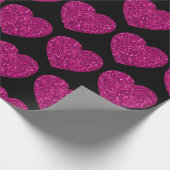 Imitat mit rosa Herzklopfen Glitzer Glitzern schwa Geschenkpapier (Ecke)
