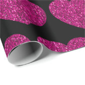 Imitat mit rosa Herzklopfen Glitzer Glitzern schwa Geschenkpapier (Rolleneckpunkt)