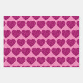 Imitat mit rosa Herzklopfen Glitzer Glitzern schwa Geschenkpapier Set (Vorderseite 2)