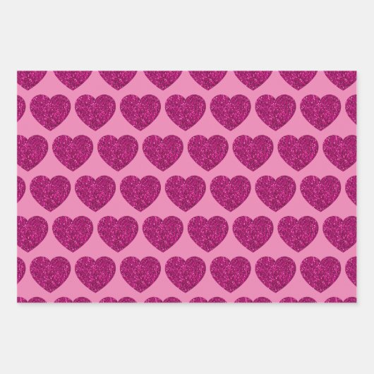 Imitat mit rosa Herzklopfen Glitzer Glitzern schwa Geschenkpapier Set (Vorderseite 2)