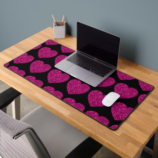 Imitat mit rosa Herzklopfen Glitzer Glitzern schwa Schreibtischunterlage (Büro 2)