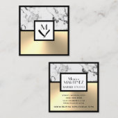 Imitat mit weißem Marmor und Goldquadrat Quadratische Visitenkarte (Vorne/Hinten)
