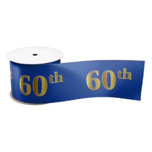 Imitat/nachgemachte Gold"60." Ereignis-Zahl (blau) Satinband