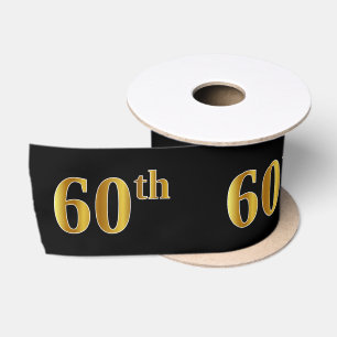 Imitat/nachgemachte Gold"60." Ereignis-Zahl Satinband
