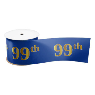Imitat/nachgemachte Gold"99." Ereignis-Zahl (blau) Satinband