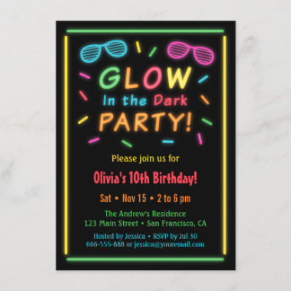 Imitat-Neonglühen-Geburtstags-Party Einladungen