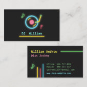 Imitat-Neonlichter DJ-Turntable Visitenkarte (Vorne/Hinten)