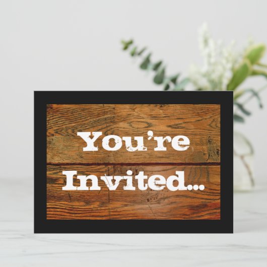 Imitat Ölholzplanken Personalisiert Einladung (Stehend Vorderseite)