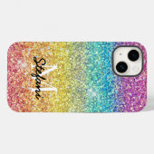Imitat Ombre Rainbow Glitzer Monogram Case-Mate iPhone Hülle (Rückseite (Horizontal))