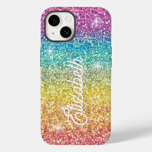 Imitat Ombre Rainbow Glitzer Monogram Case-Mate iPhone Hülle (Rückseite)
