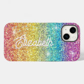 Imitat Ombre Rainbow Glitzer Monogram Case-Mate iPhone Hülle (Rückseite (Horizontal))