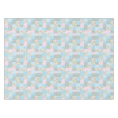 Imitat-Patchwork, Rosa, blaue Apple-Blüten-Muster Tischdecke (Vorderseite (Horizontal))