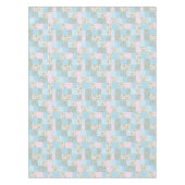 Imitat-Patchwork, Rosa, blaue Apple-Blüten-Muster Tischdecke (Vorderseite)