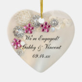 Imitat Perle und rosa Diamanttasten Verlobung Keramikornament (Vorne)