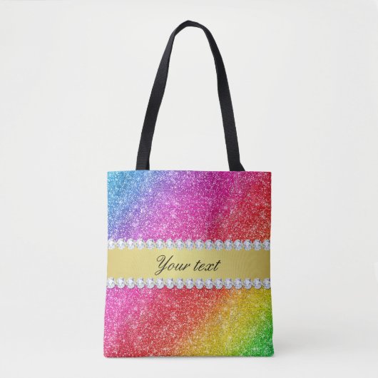 Imitat-Regenbogen-Glitzer-Diamanten personalisiert Tasche (Vorderseite)