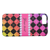 Imitat-Regenbogen-NeonGlitzer-Diamant-Schwarzes Case-Mate iPhone Hülle (Rückseite (Horizontal))