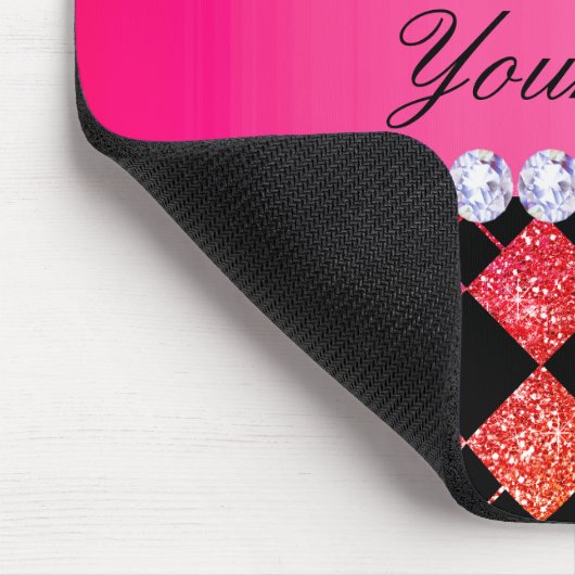 Imitat-Regenbogen-NeonGlitzer-Diamant-Schwarzes Mousepad (Ecke)